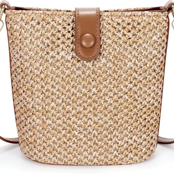 Straw Crossbody Bag for Women Straw Beach Tote Bag Handbag Shoulder Purse for Wo